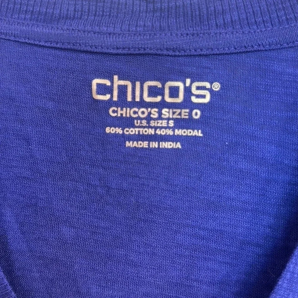 NWT Chico’s 3/4 Sleeve Size 0 Blue Shirt (S) - Picture 2 of 6